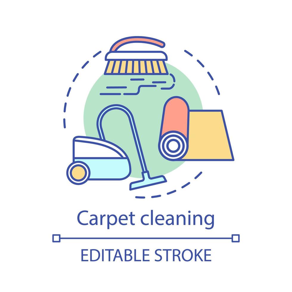 Carpet cleaning concept icon. Additional cleanup service idea thin line illustration. Vacuuming. Laminate mopping. Floor washing. Vector isolated outline drawing. Editable stroke