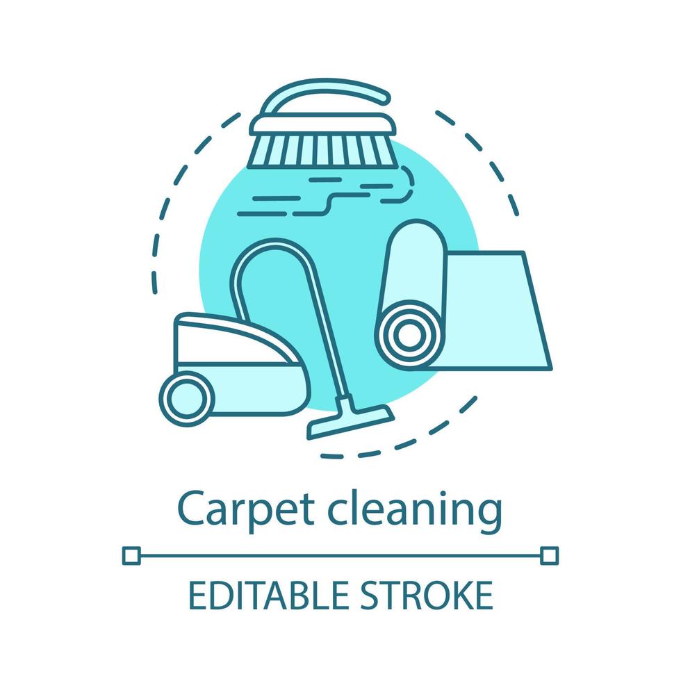 Carpet cleaning concept icon. Additional cleanup service idea thin line illustration. Vacuuming. Floor washing. Laminate mopping. Vector isolated outline drawing. Editable stroke