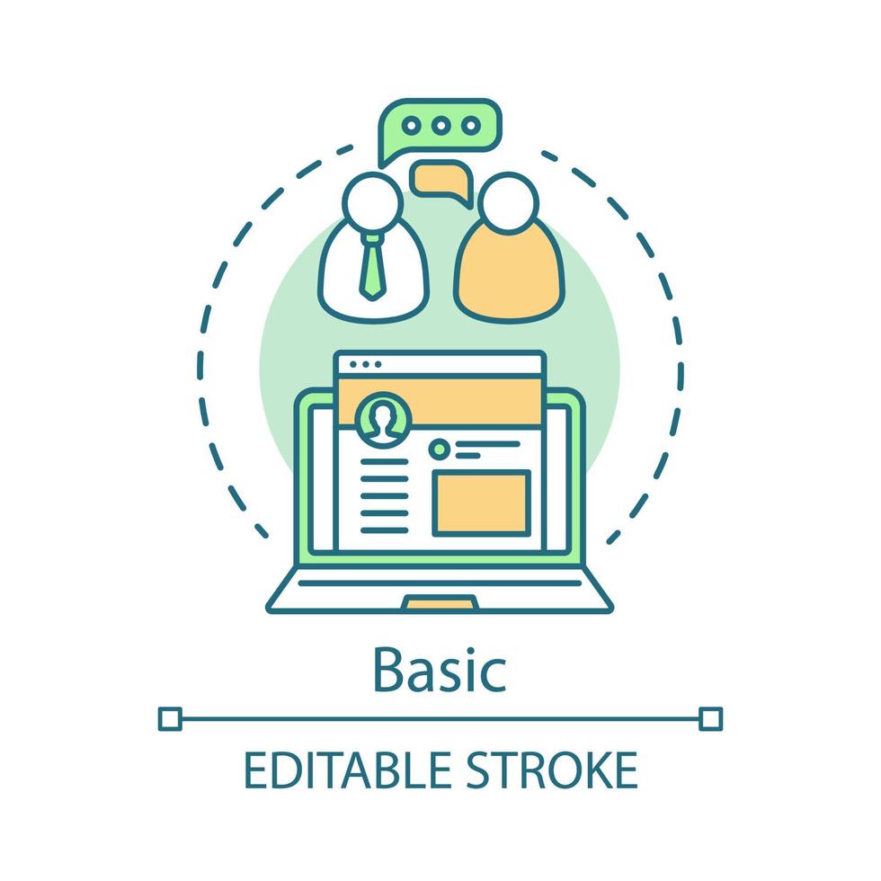 Basic concept icon. Digital marketing tool subscription tariff idea thin line illustration. Digital technology. Customer database. Display advertising. Vector isolated outline drawing. Editable stroke