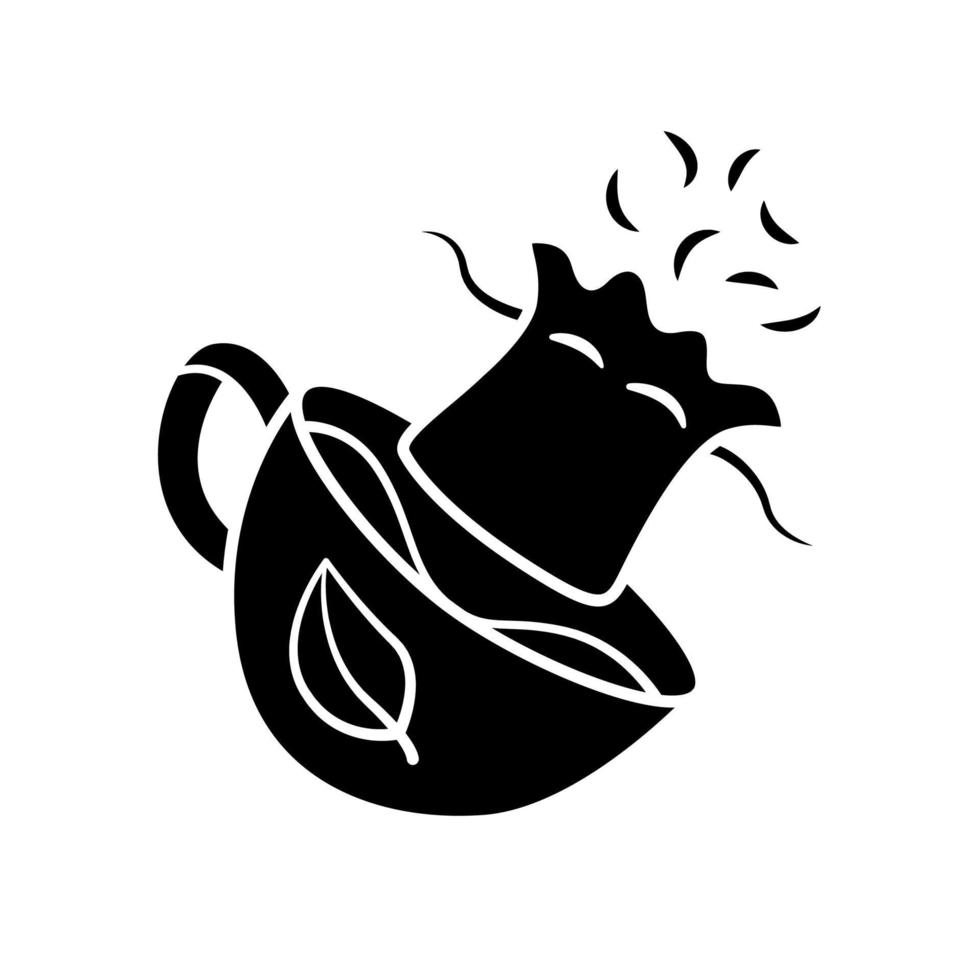 Reusable tea bag glyph icon. Zero waste recyclable container for tea infusing. Disposable paper bags for herbs infusion. Silhouette symbol. Negative space. Vector isolated illustration