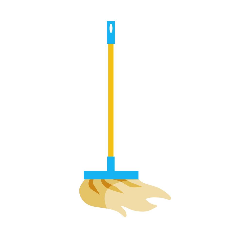 Broom for house cleaning. Mop tool with long orange handle. vector