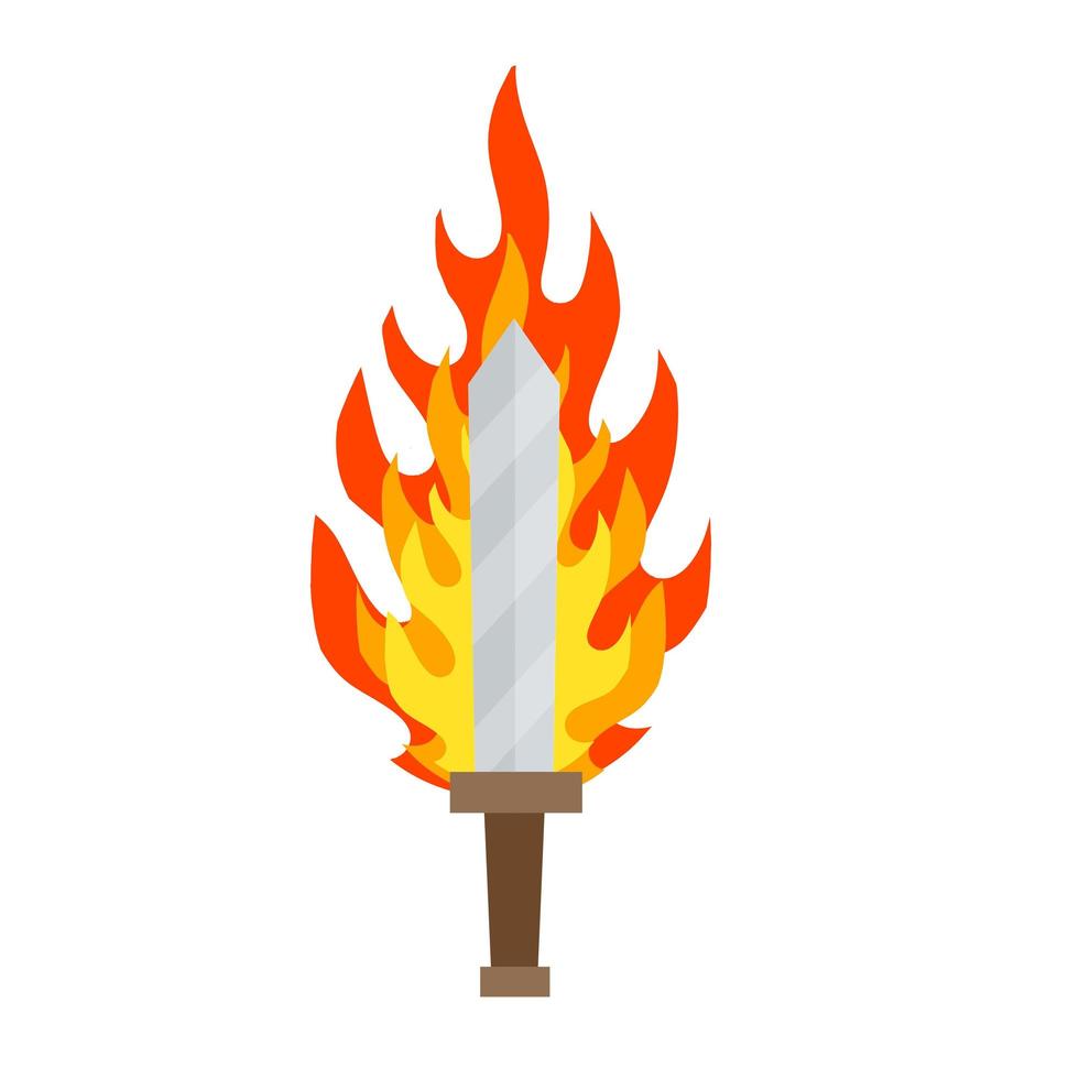 espada de fuego arma mágica de caballero, hechicero, mago. vector