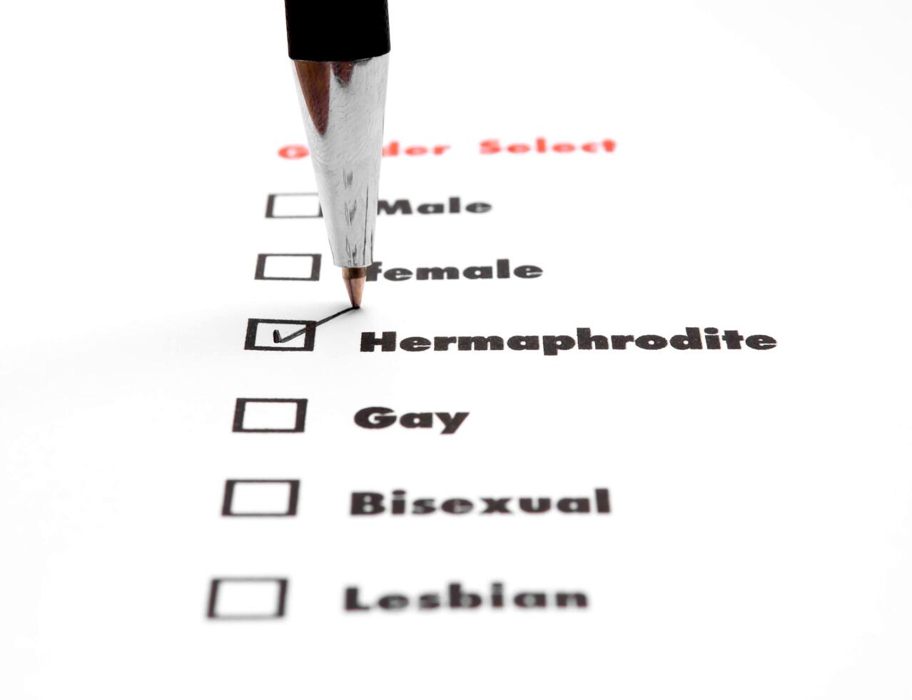 gender select choice,check hermaphodite, sex concept photo