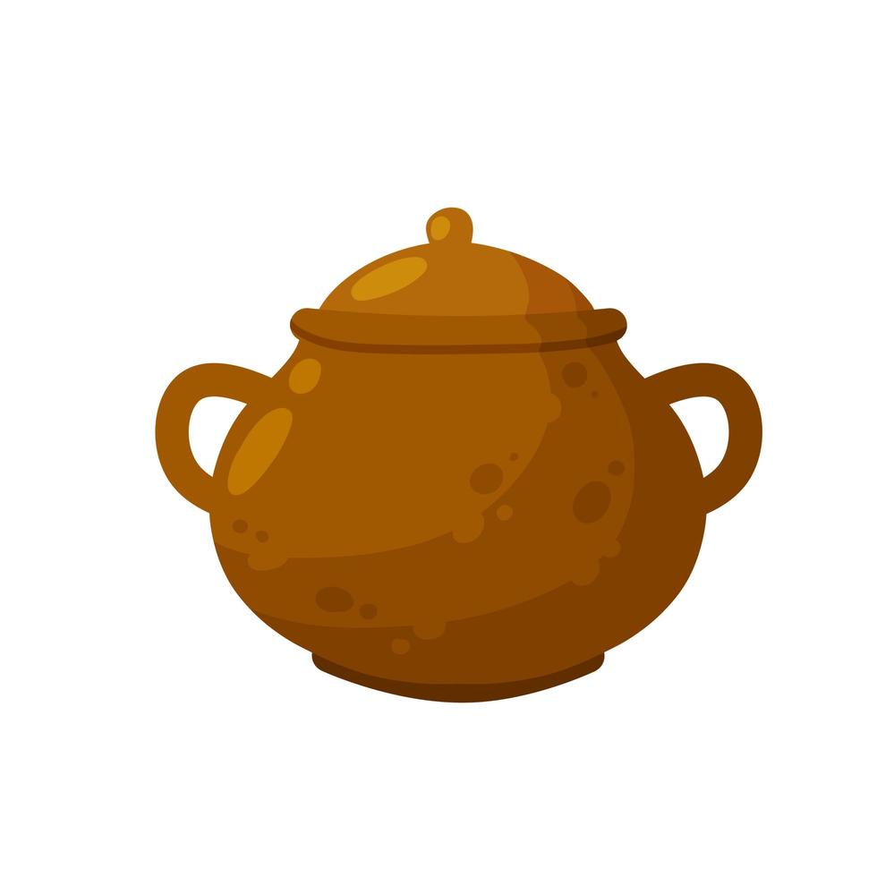 Clay pot. Copper jug. vector