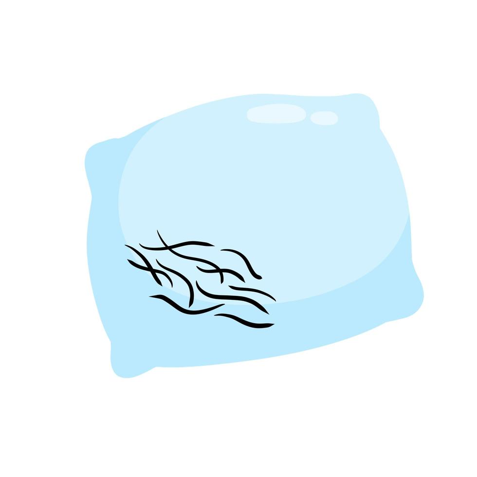 Losing hair on pillow. Concept of baldness. vector