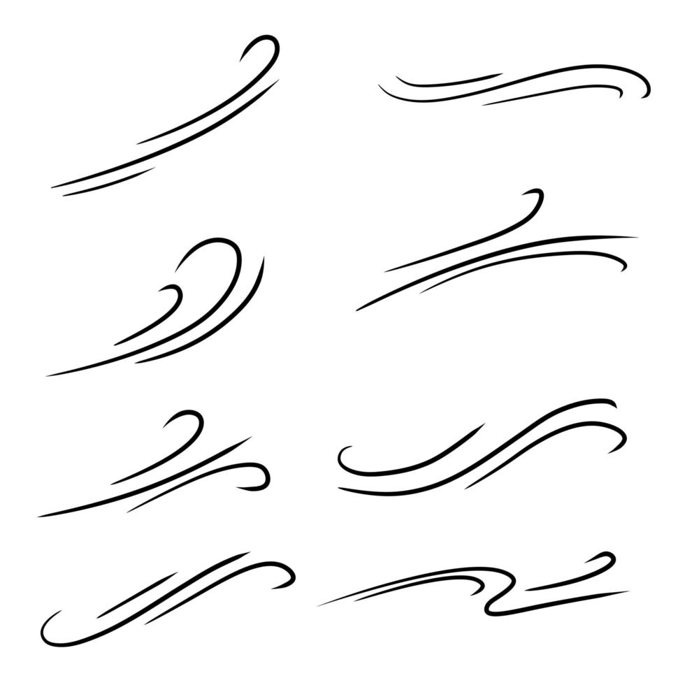 Wind. Abstract Air flow. Black wavy line. Breeze and weather icon. vector