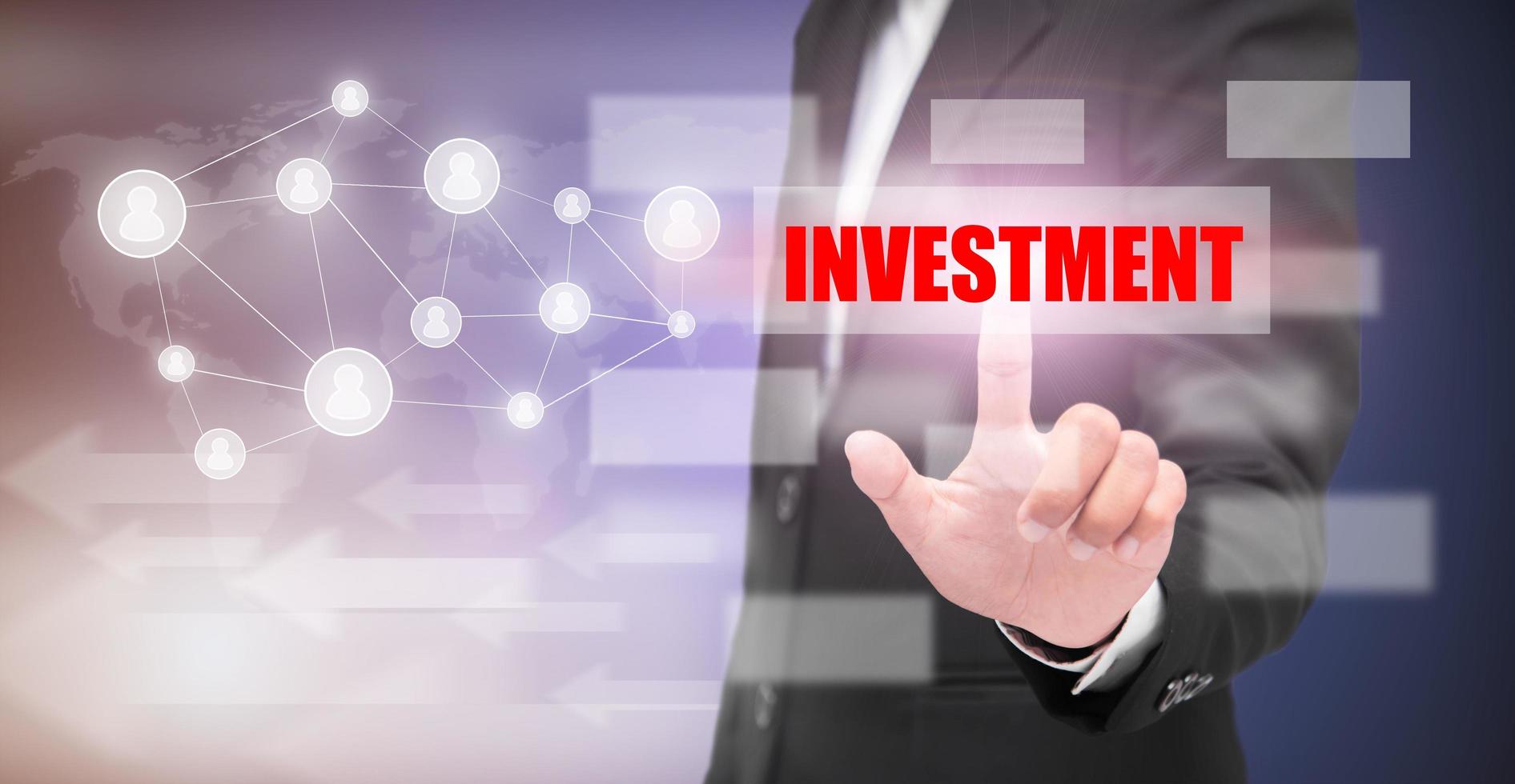 hand touch Investment text, business concept photo