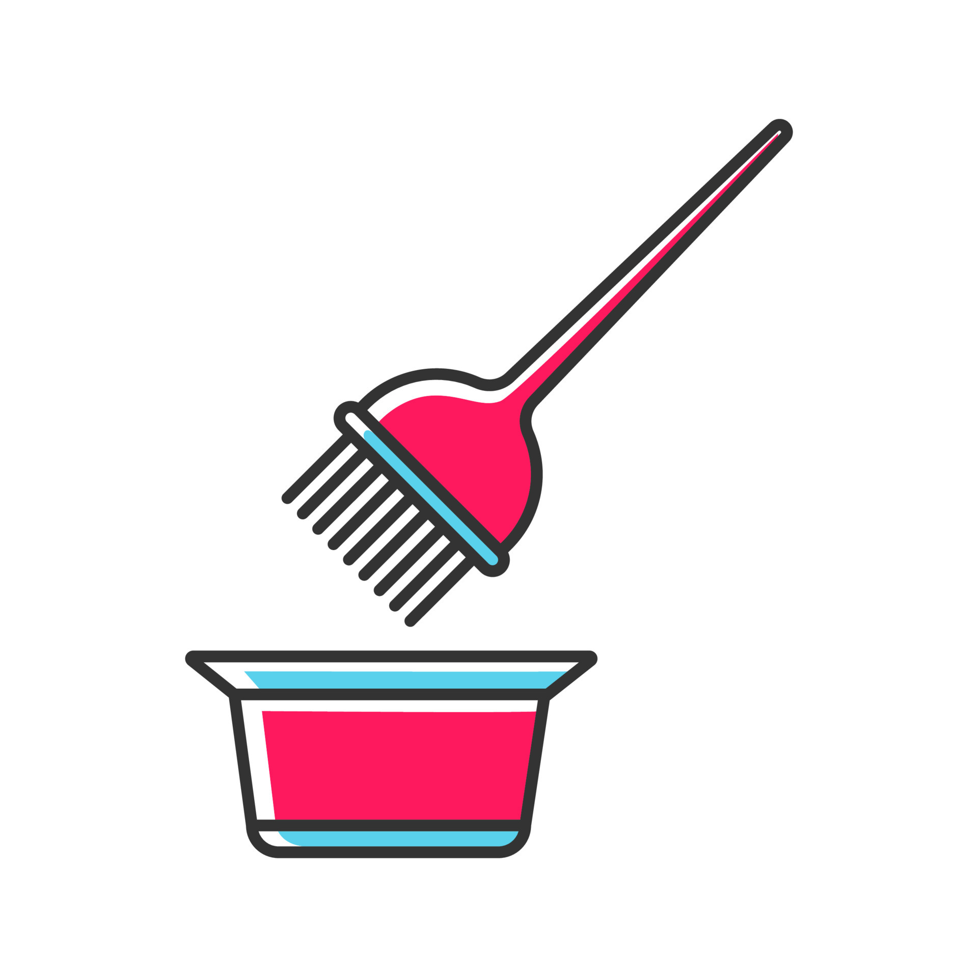 Hair coloring tools color icon. Tint mixing bowl and hair dye brush.  Hairdressing instruments. Professional hairstyling. Hairstylist  accessories. Isolated vector illustration 5362636 Vector Art at Vecteezy