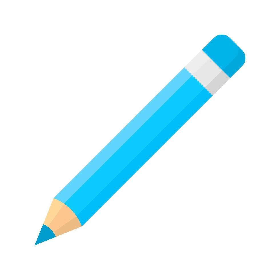Sharp pencil with eraser flat design color icon. Writing and drawing tool isolated vector illustration. Stationery items shop, school supplies store logo. Office, home workplace, education attribute