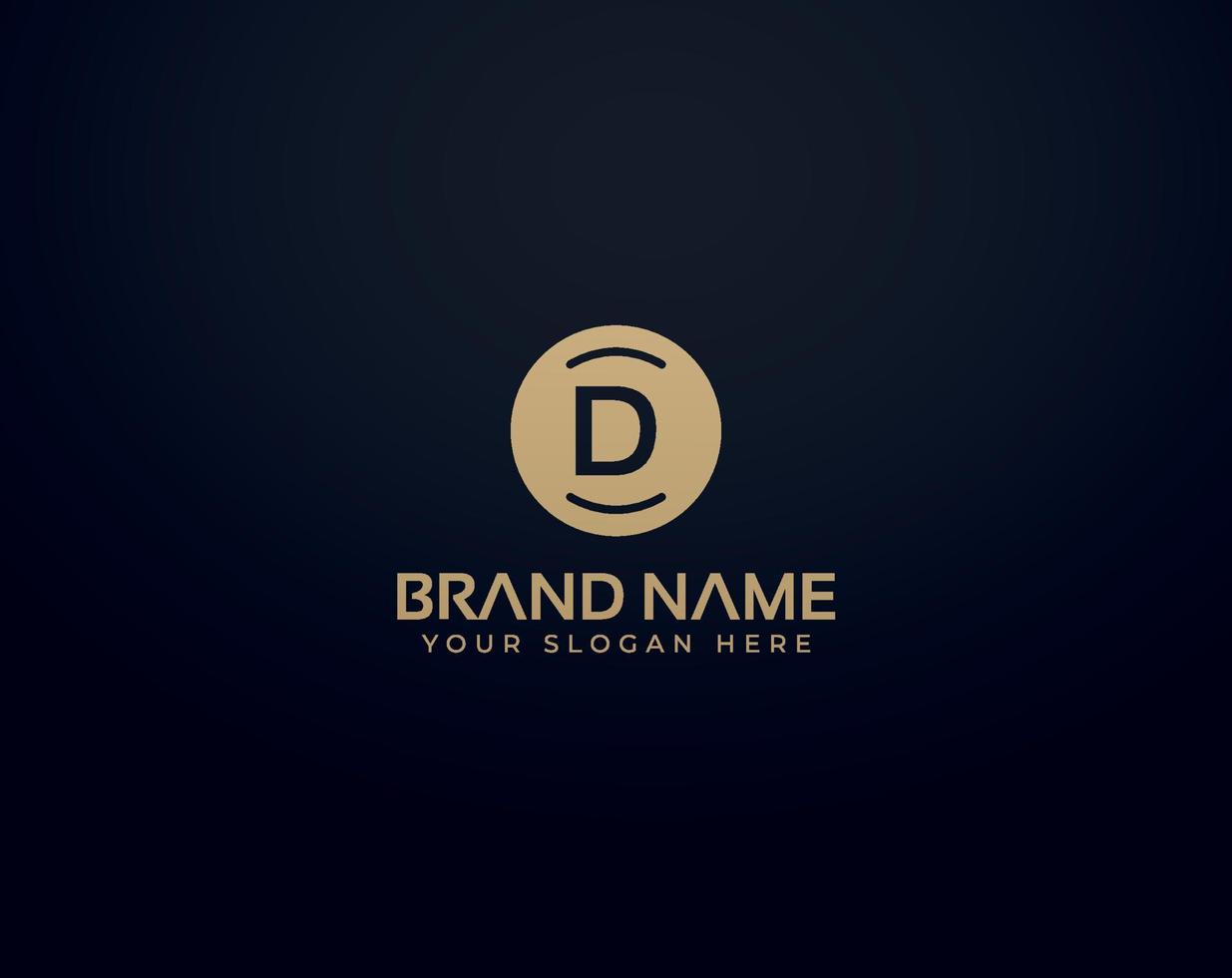 logotipo de letra d de color dorado negro creativo y mínimo vector