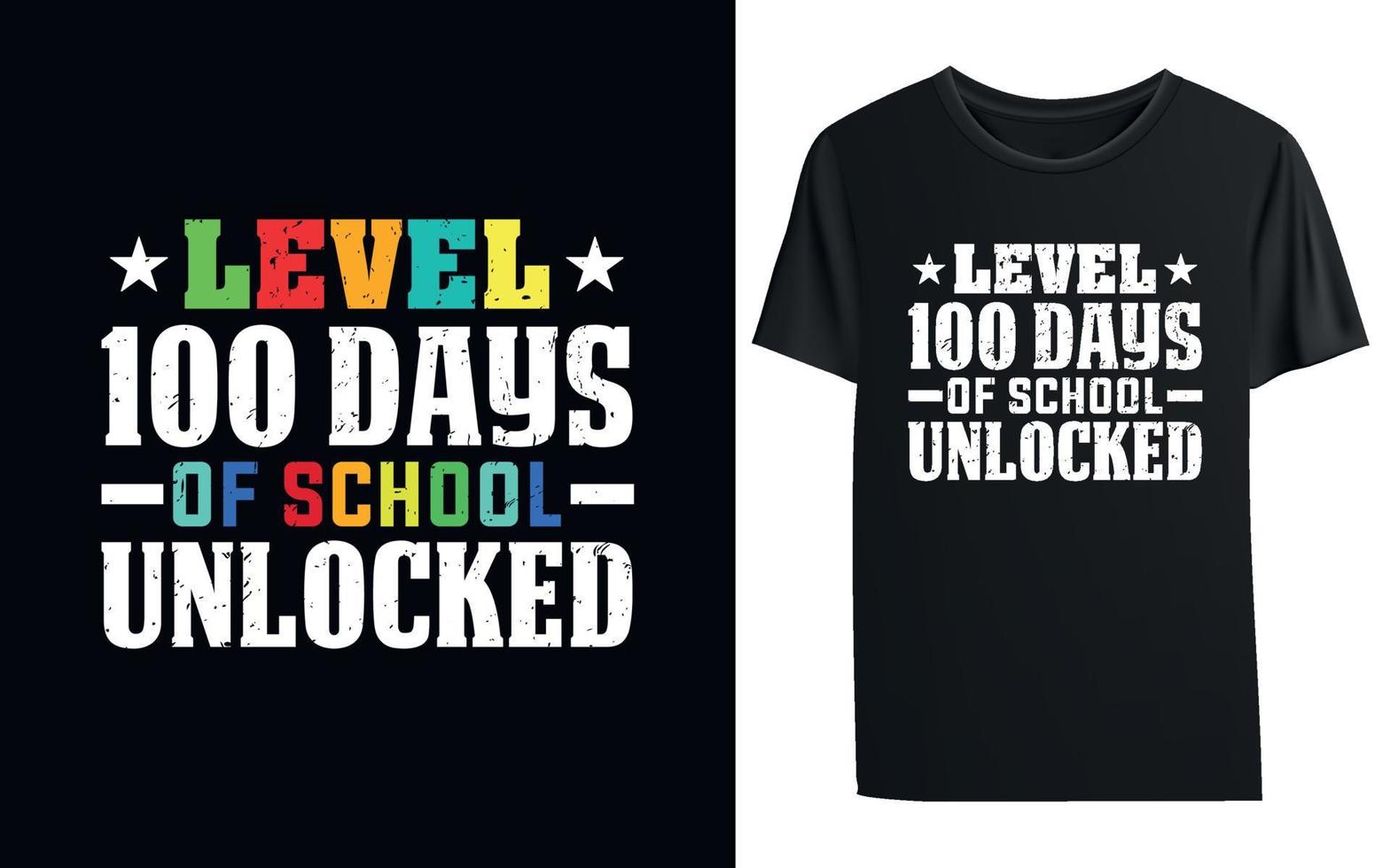 nivel 100 días de escuela camiseta desbloqueada vector