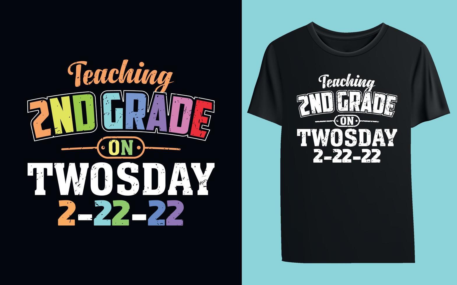 enseñando 2do grado en twosday 2-22-2022 camiseta divertida del maestro de escuela vector