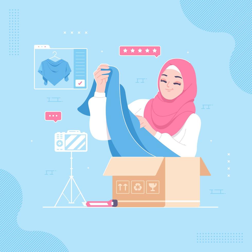 unboxing review concept illustration background vector