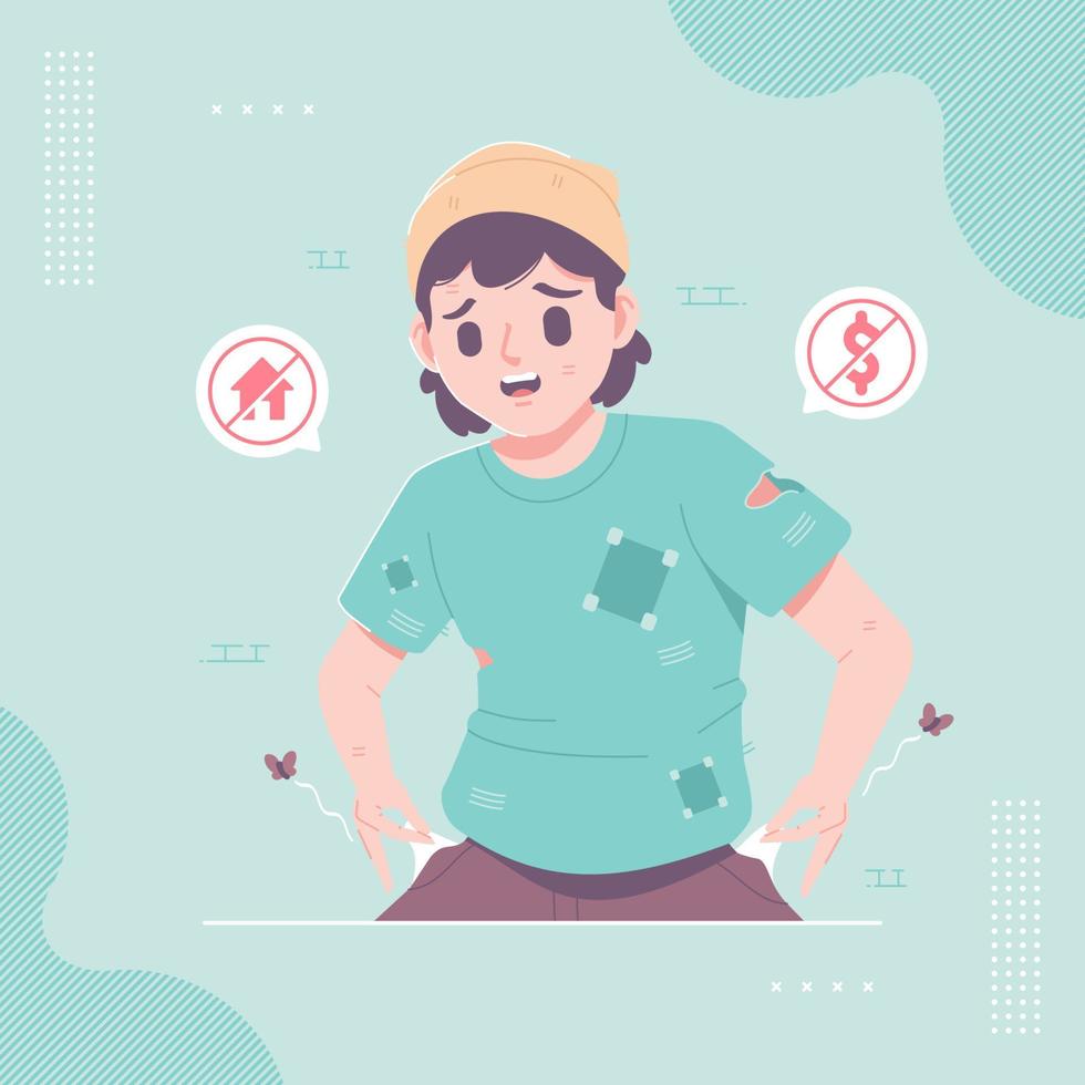 poor man with empty pocket illustration vector