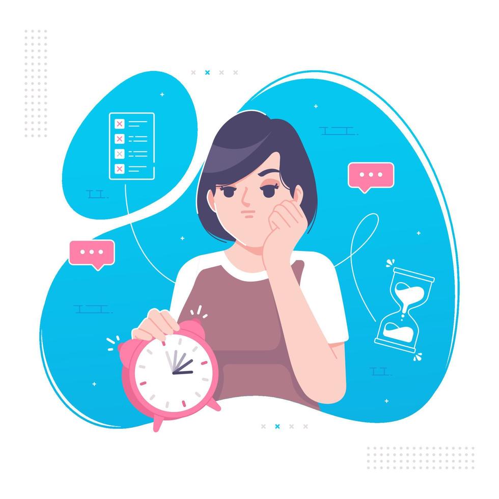 bored girl waiting illustration background vector