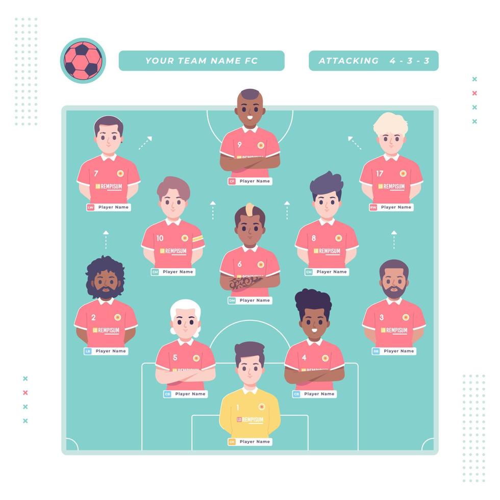 football formation strategy illustration template vector