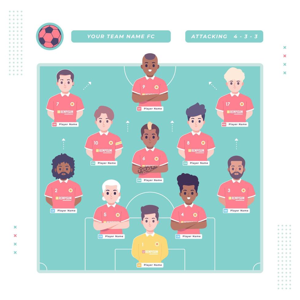 plantilla de ilustración de estrategia de formación de fútbol vector