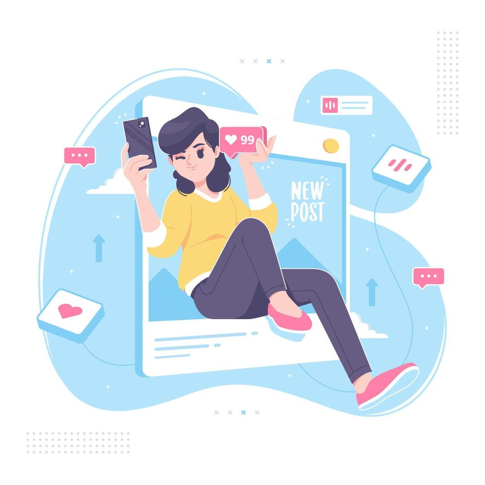 ocial media influencer illustration background vector