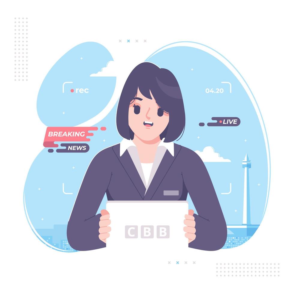 female tv news presenter illustration background vector