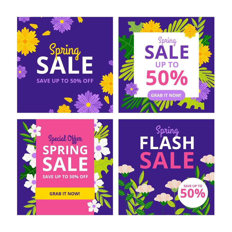 Spring Sale Card Collection vector