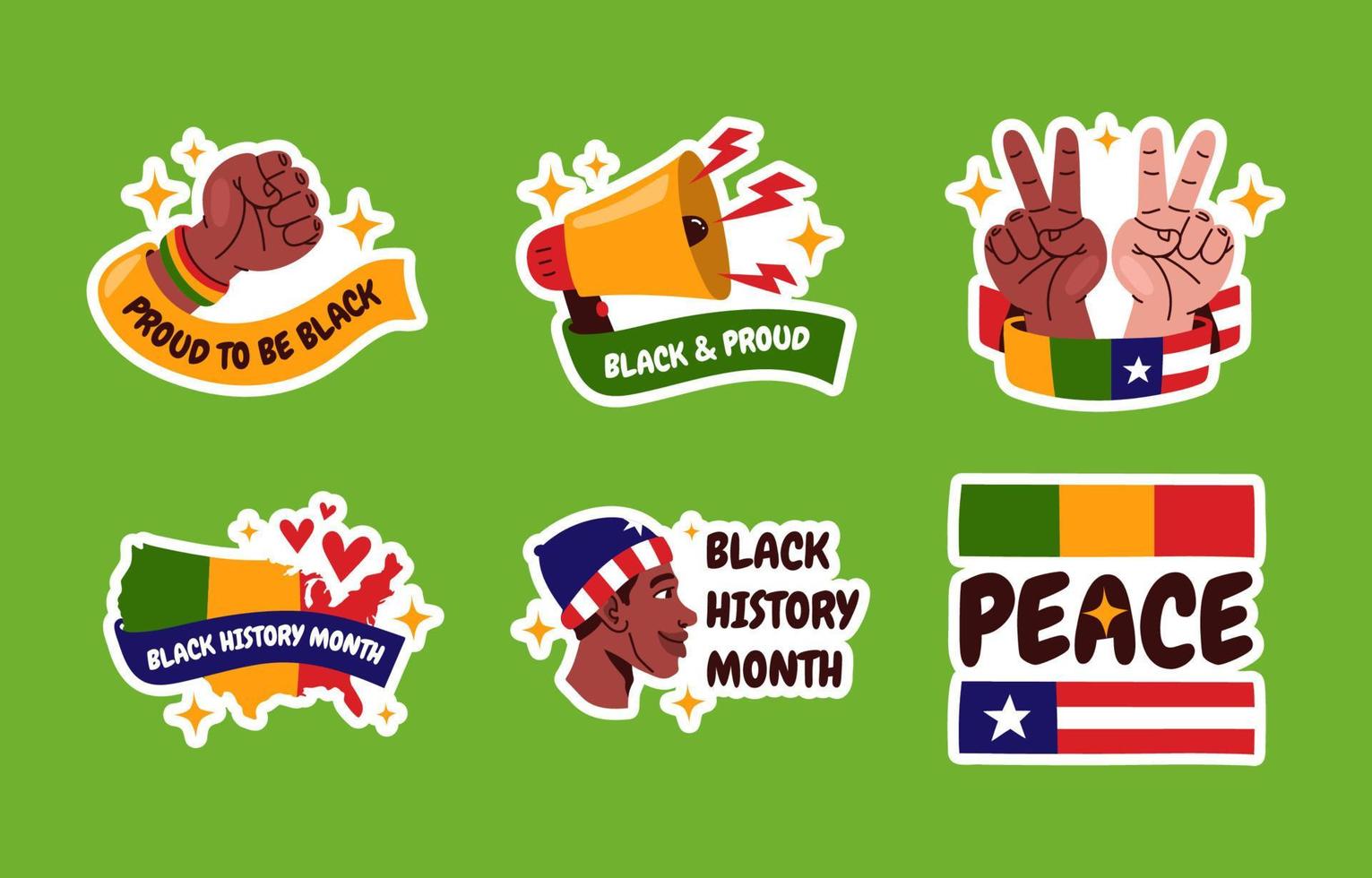 Black History Month Sticker Pack vector