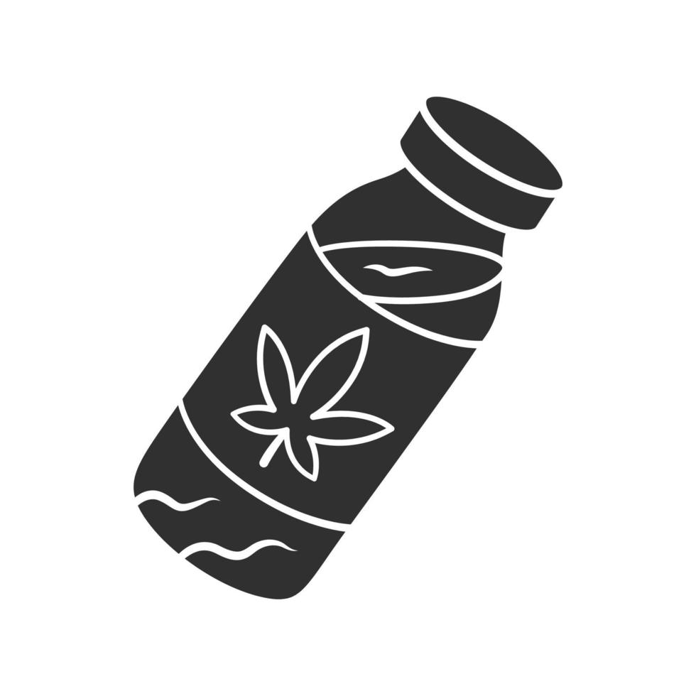CBD drink color icon. Weed product. Cannabis industry. Ganja cocktail. Relaxing beverage. Bottle with herbal liquid. Marijuana legalization. Drug use. Isolated vector illustration
