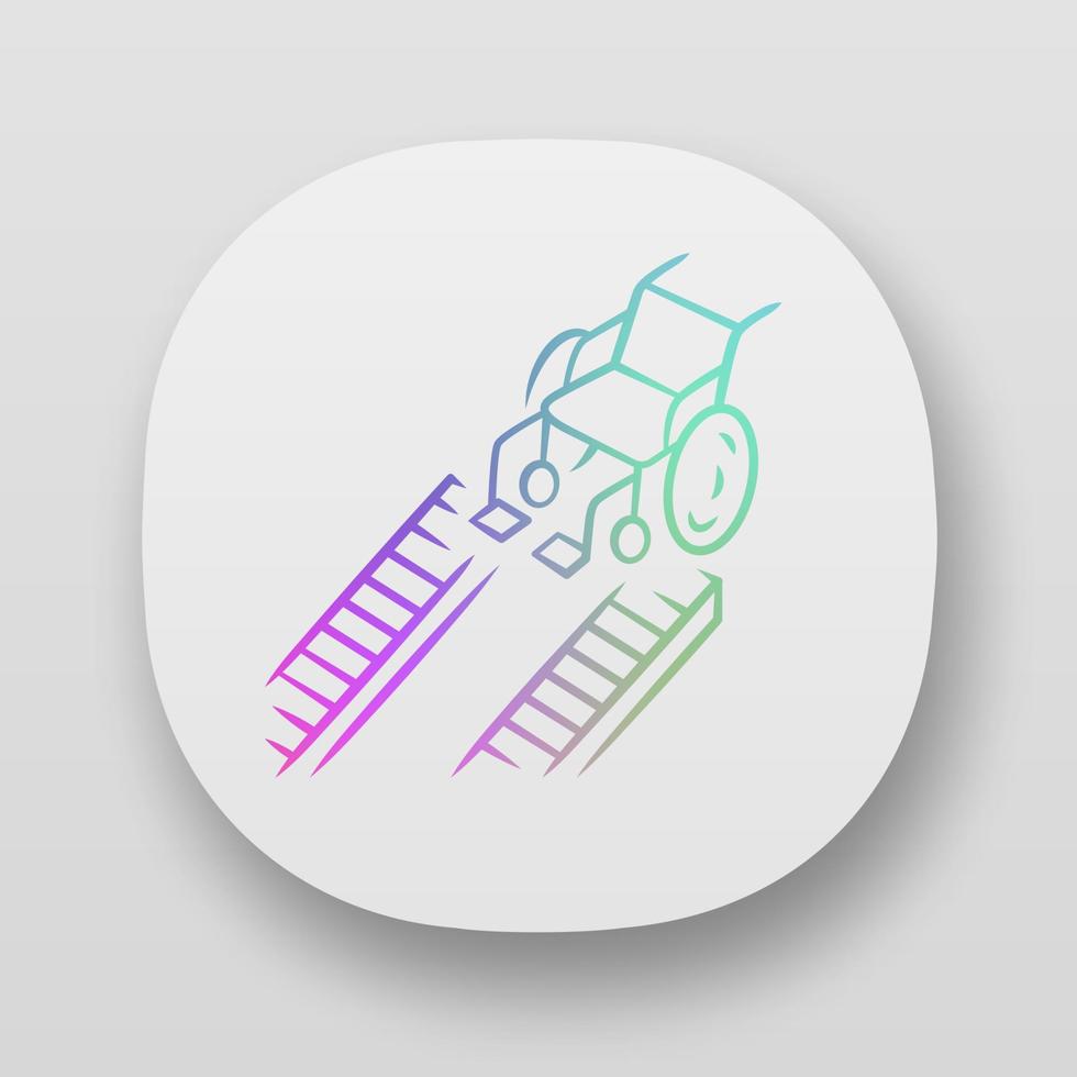 Wheelchair ramp app icon. Device for physically disabled people. Urban environment transportation. Manual wheel chair. UI UX user interface. Web or mobile applications. Vector isolated illustrations