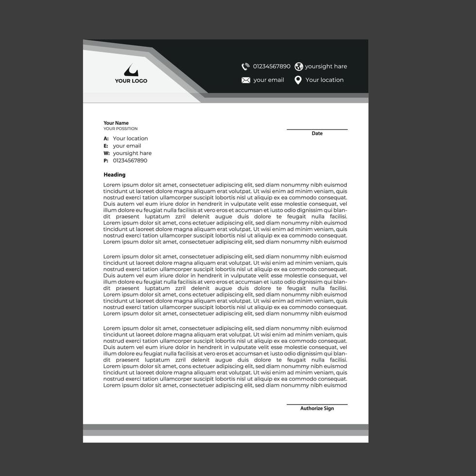 Professional business letterhead design template vector