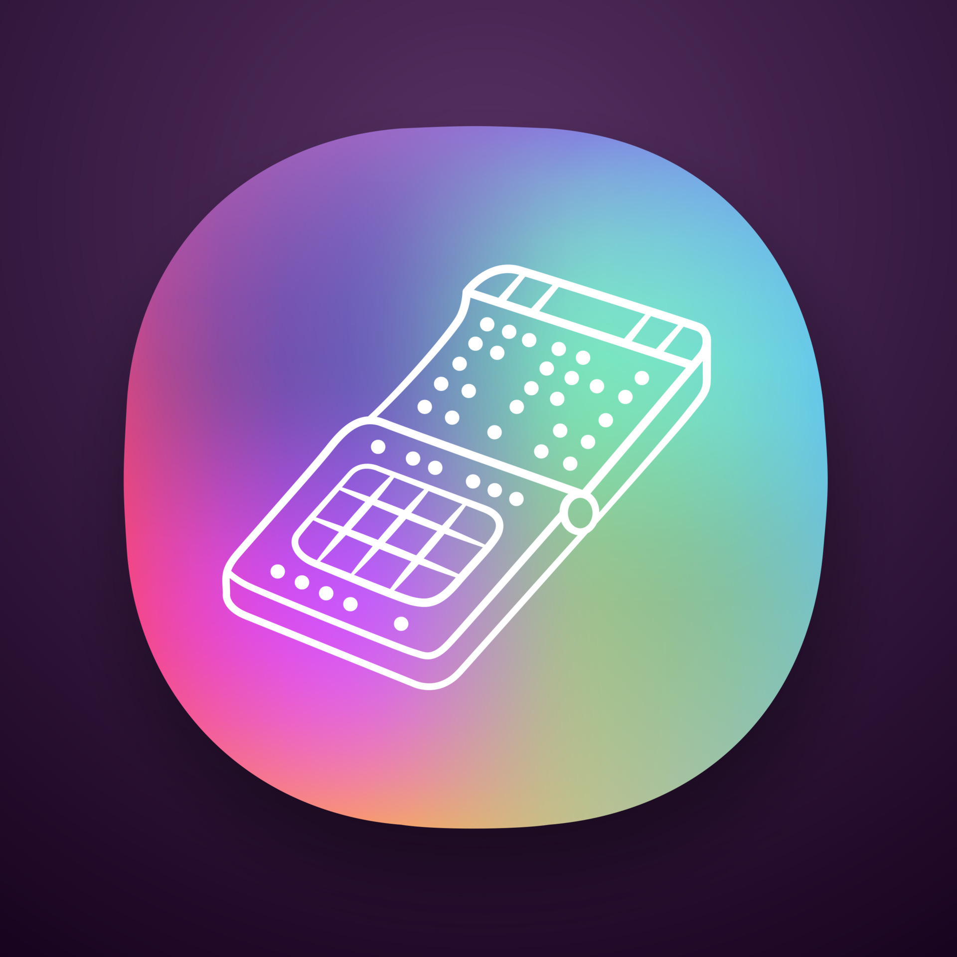 Braille print smartphone app icon. Phone with braille, tactile display
