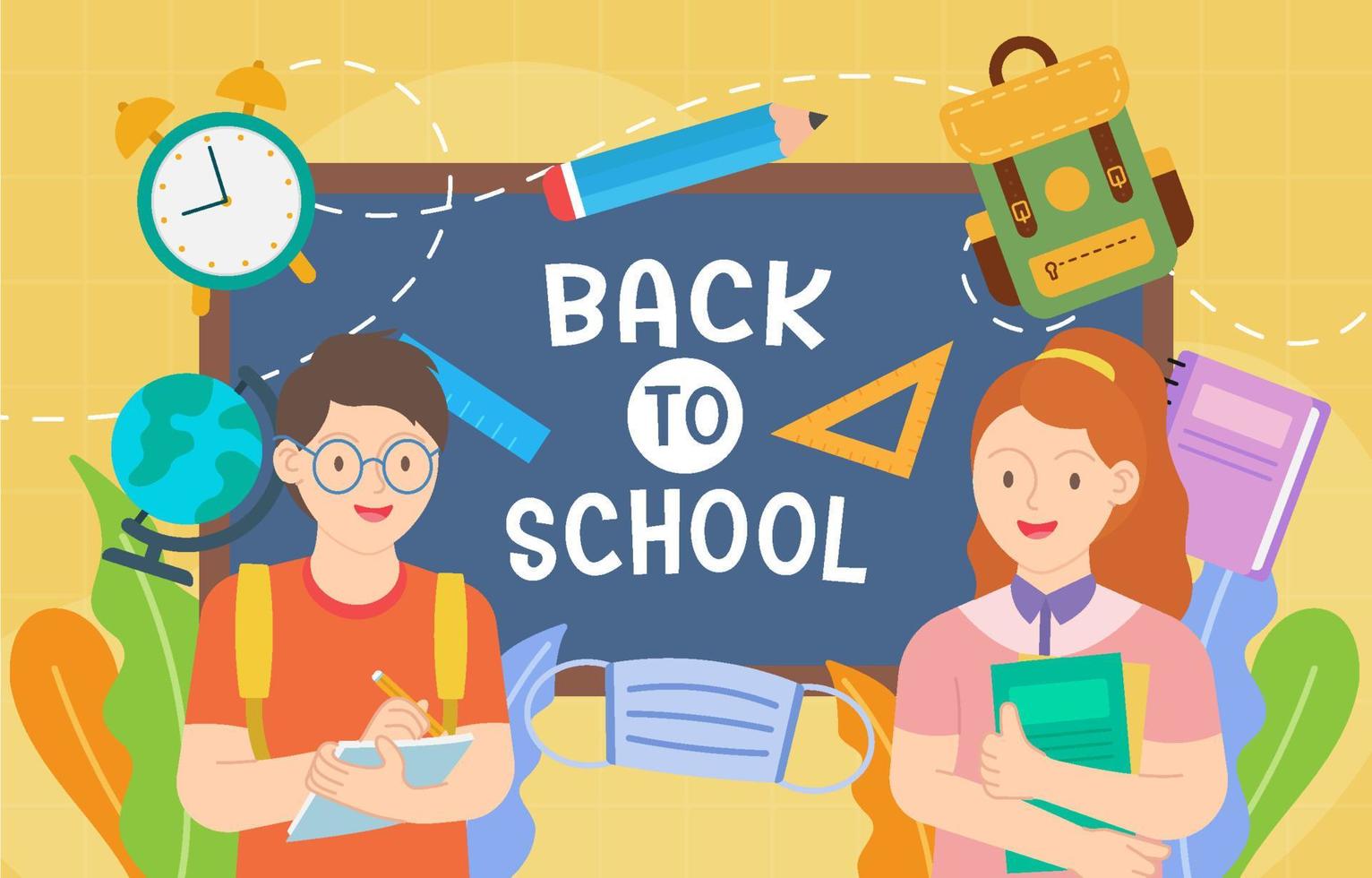 Back to School with New Normal Activity Illustration vector