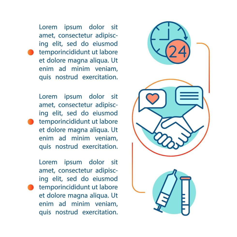 plantilla de vector de página de artículo de hogar de ancianos. seguro de salud. salud y medicina. atención interna. folleto, revista, elemento de diseño de folleto. diseño de impresión. ilustraciones conceptuales con espacio de texto