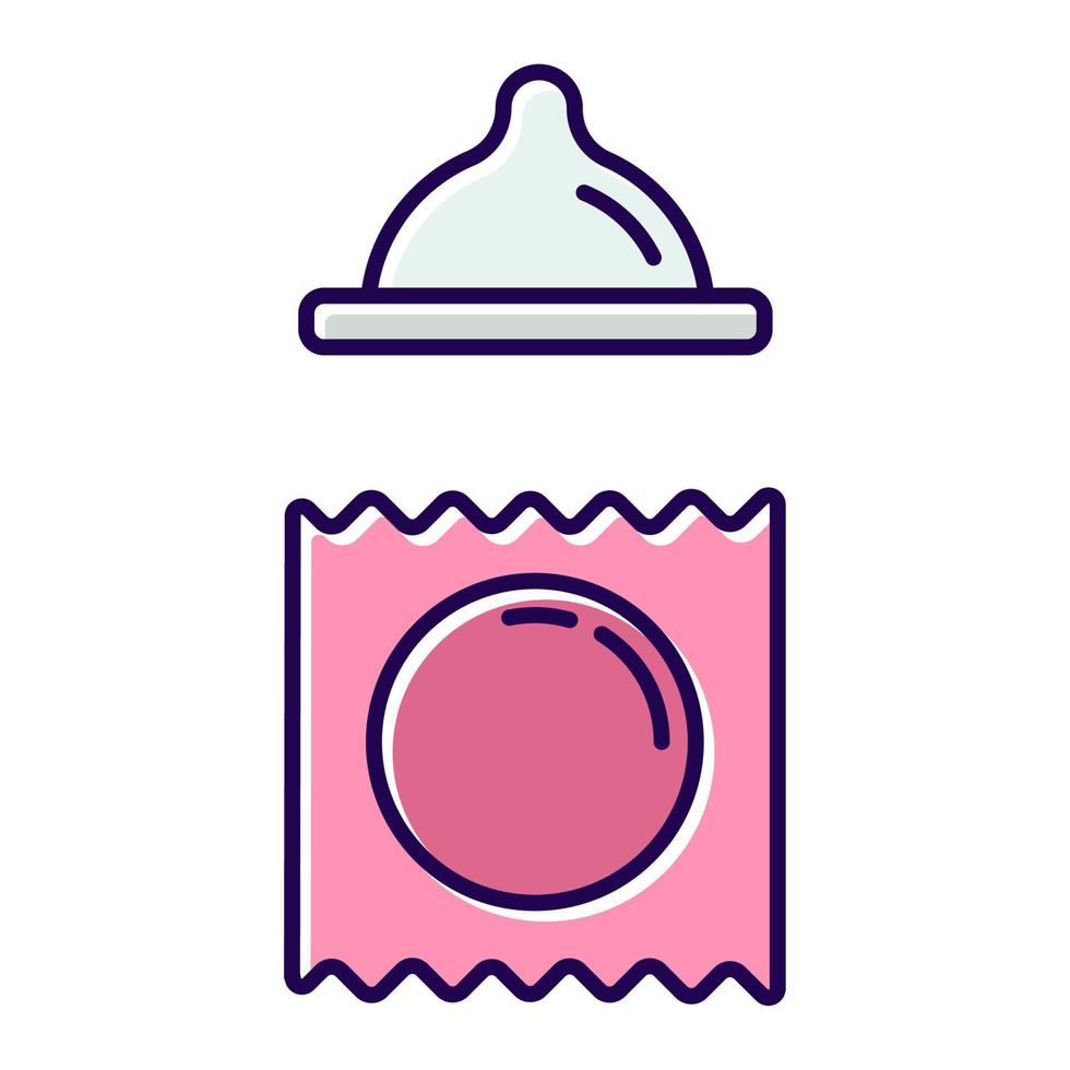 icono de color rosa anticonceptivo. Condón vaginal femenino para sexo seguro. método de prevención del embarazo. control de la natalidad. vih, sti protección para relaciones eróticas saludables. ilustración vectorial aislada vector