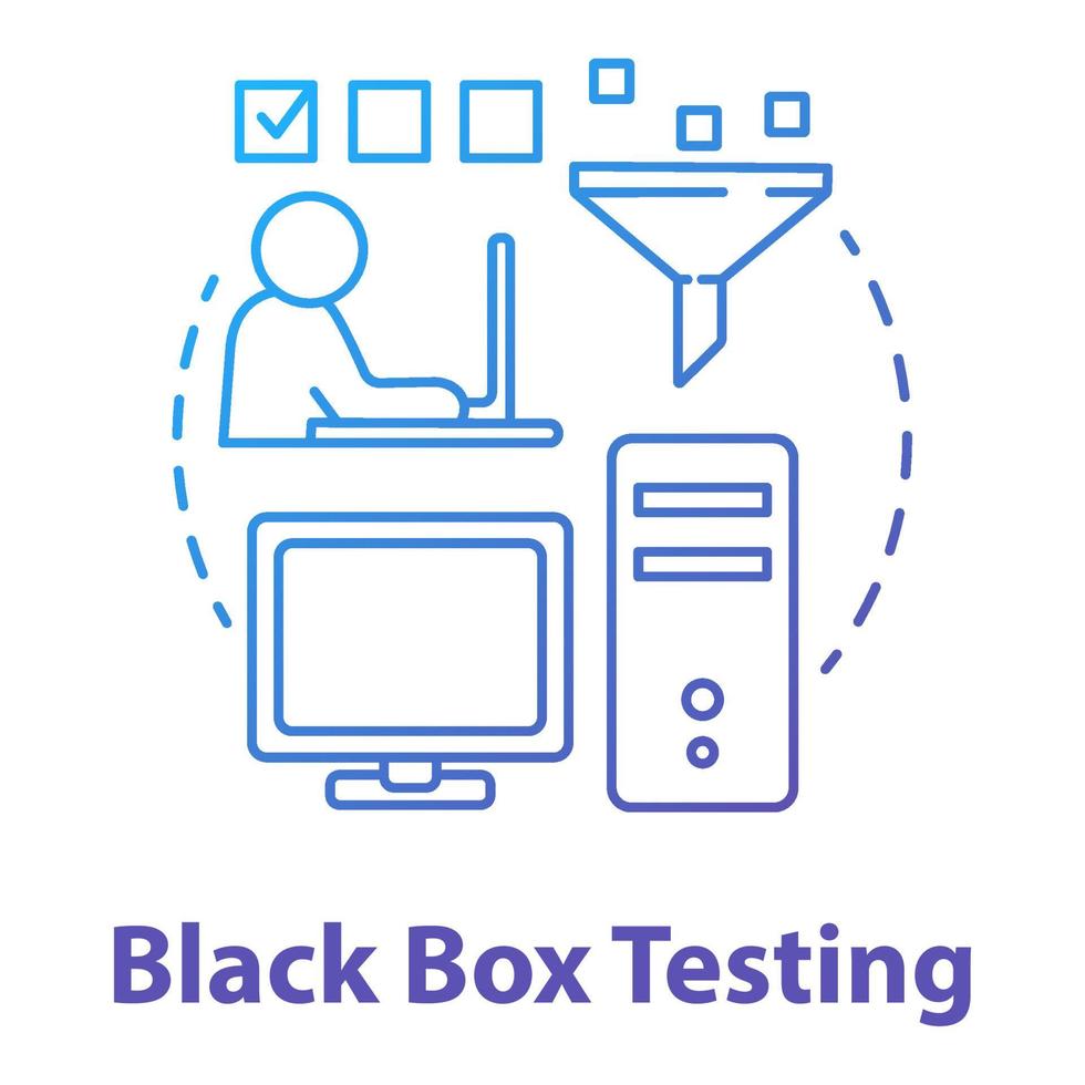 Black box testing concept icon. Software development stage idea thin line illustration. Behavioral testing. Application program functions verification. Vector isolated outline drawing