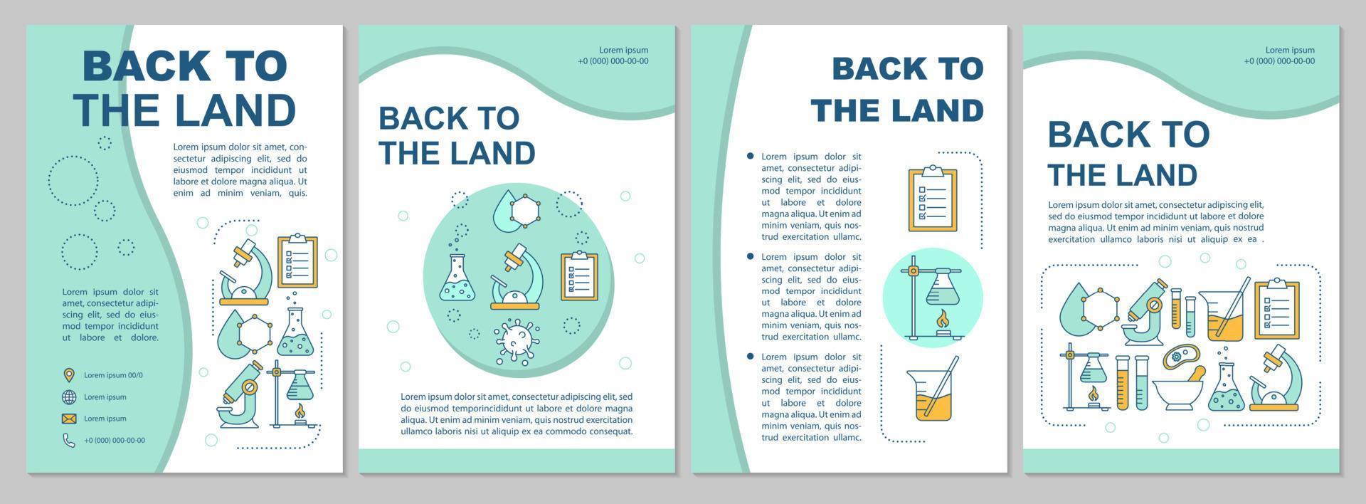 Back to the land brochure template. Flyer, booklet, leaflet print, cover design with linear illustrations. Manufacturing. Vector page layouts for magazines, annual reports, advertising posters