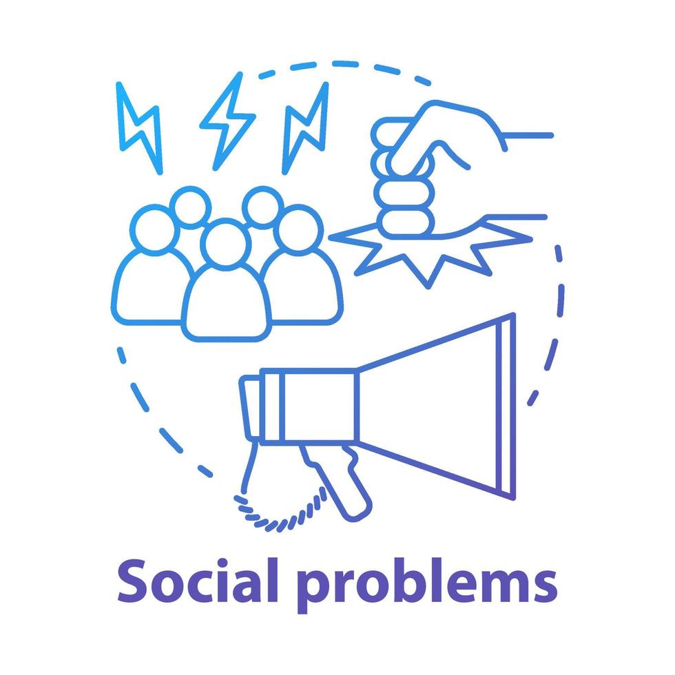 Social problems concept icon. Violence, social abuse and harassment idea thin line illustration. Antisocial behaviour. Conflicts and bullying. Vector isolated outline drawing