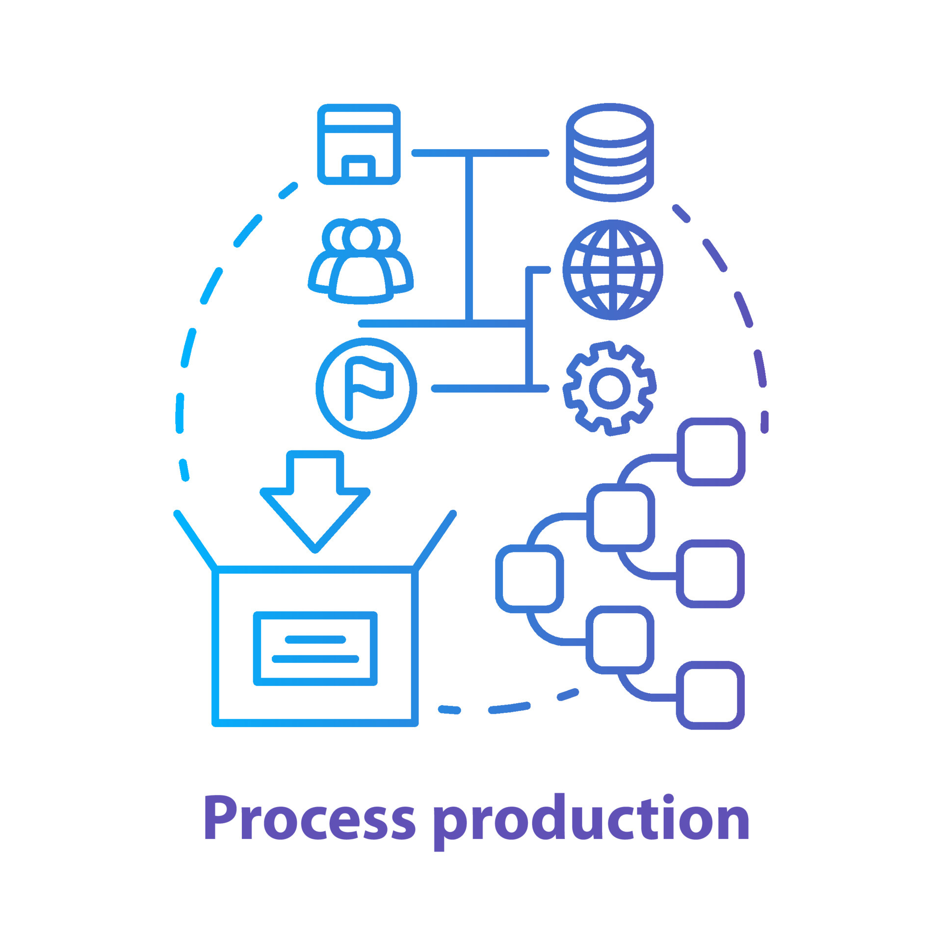 Process production blue concept icon. Manufacturing operations management  idea thin line illustration. Job production steps. Machinery and manpower.  Vector isolated outline drawing. Editable stroke 5363847 Vector Art at  Vecteezy