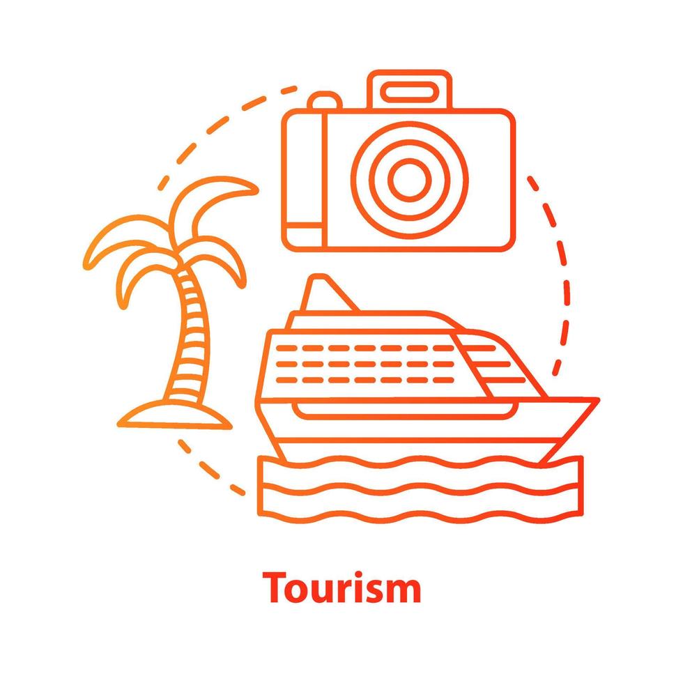 Tourism red concept icon. Hospitality industry idea thin line illustration. Journey, travel. Touristic agency service. Trip advisor. Summer holidays. Vector isolated outline drawing. Editable stroke