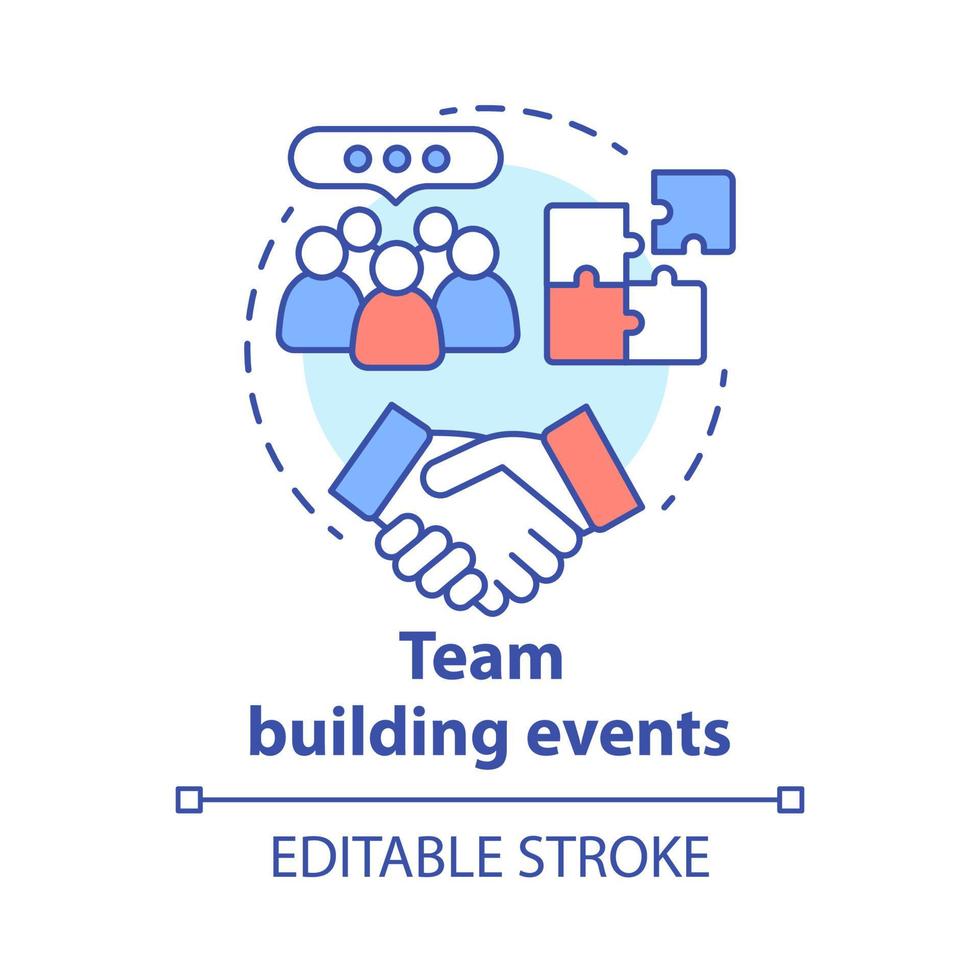 Team building event concept icon. Corporate collaboration activities idea thin line illustration. Teamwork and successful partnership. Employees cooperation. Vector isolated drawing. Editable stroke