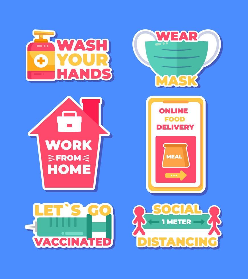 Colorful New Normal in Daily Life Sticker Pack vector