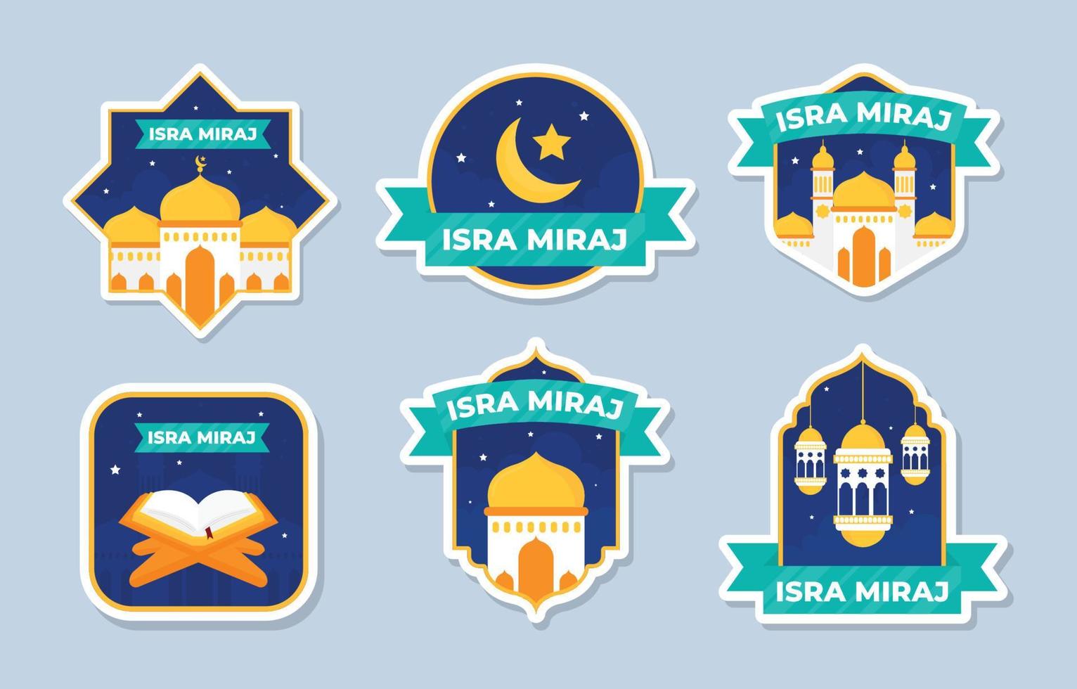 paquete de pegatinas isra miraj vector