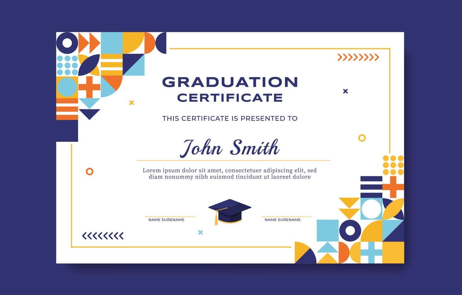 Modern Geometric Graduation Certificate vector
