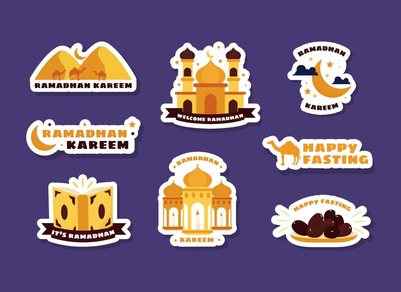 Ramadhan Fasting Month Sticker Pack vector