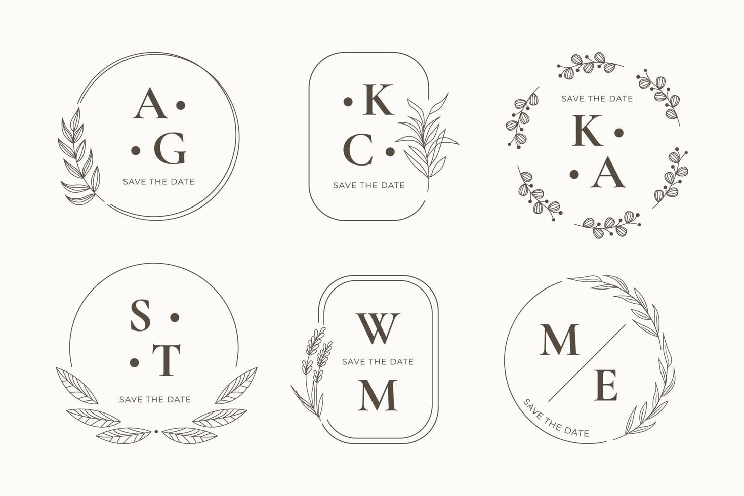 Elegant Wedding Monogram Logo Collection vector