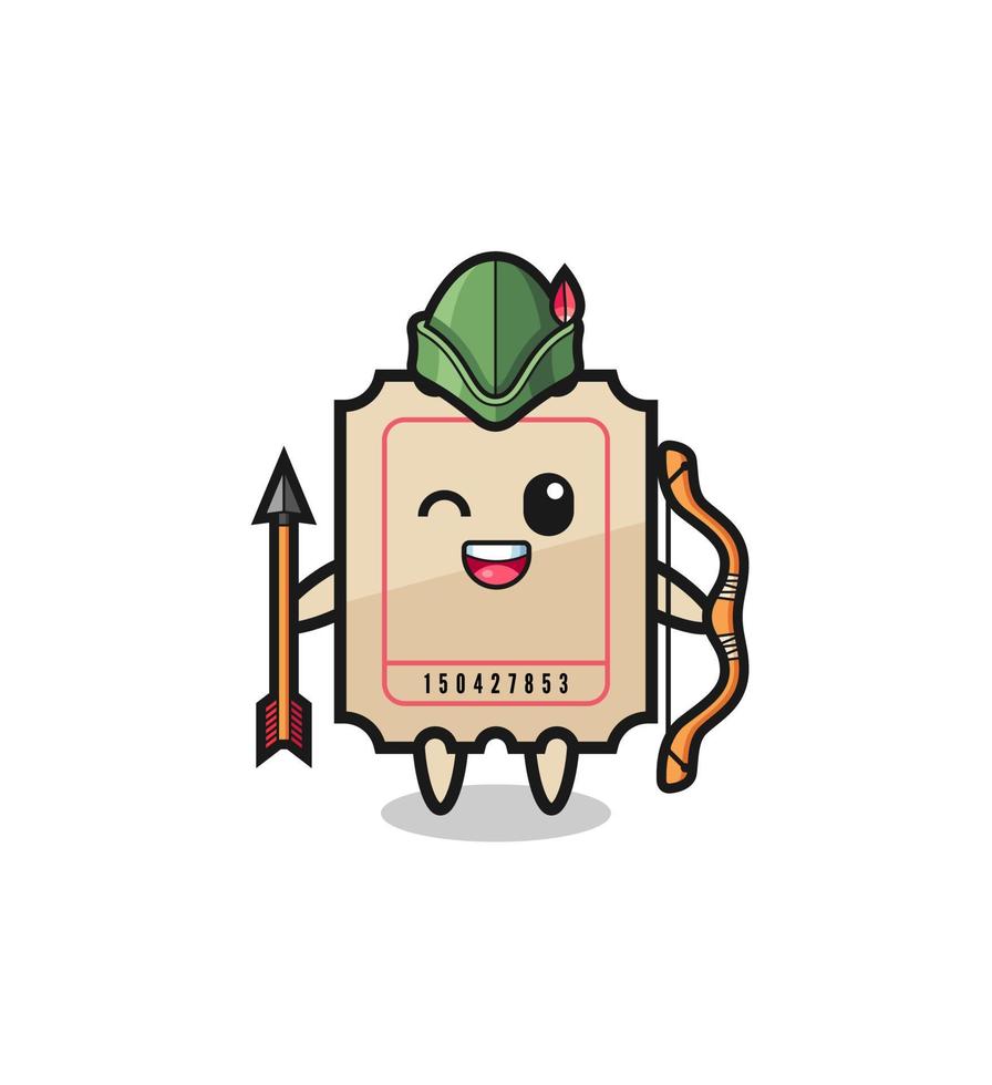 ticket cartoon as medieval archer mascot vector