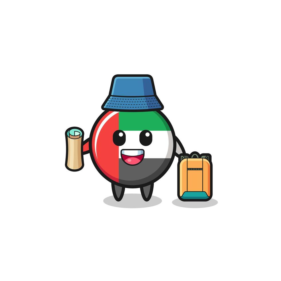 uae flag mascot character as hiker vector