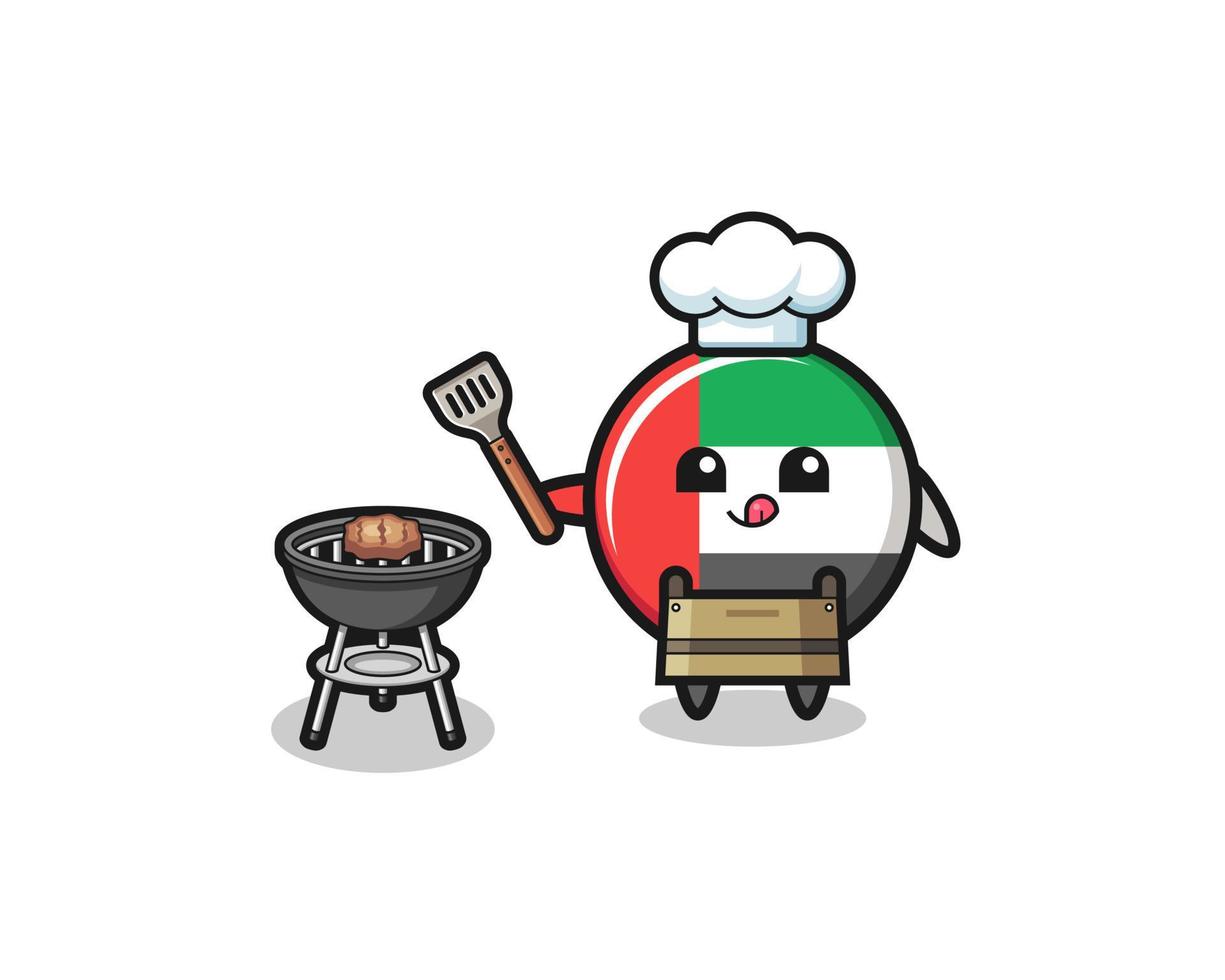 chef de barbacoa de bandera de los emiratos árabes unidos con parrilla vector