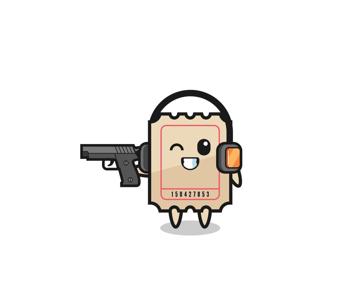 illustration of ticket cartoon doing shooting range vector