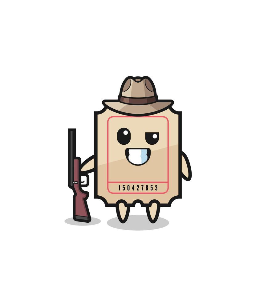 ticket hunter mascot holding a gun vector