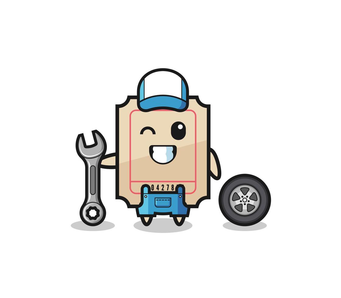 the ticket character as a mechanic mascot vector