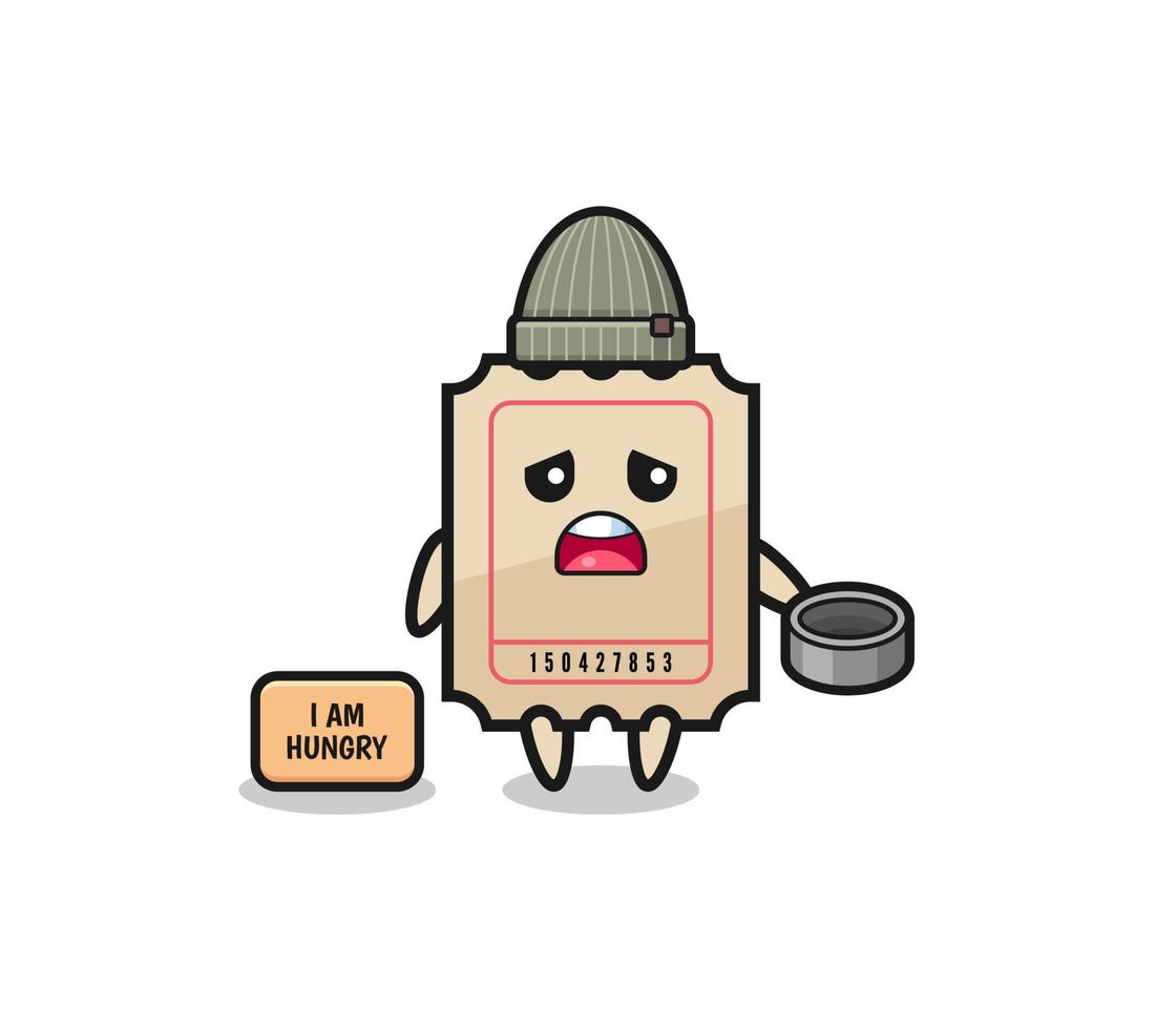 cute ticket beggar cartoon character vector